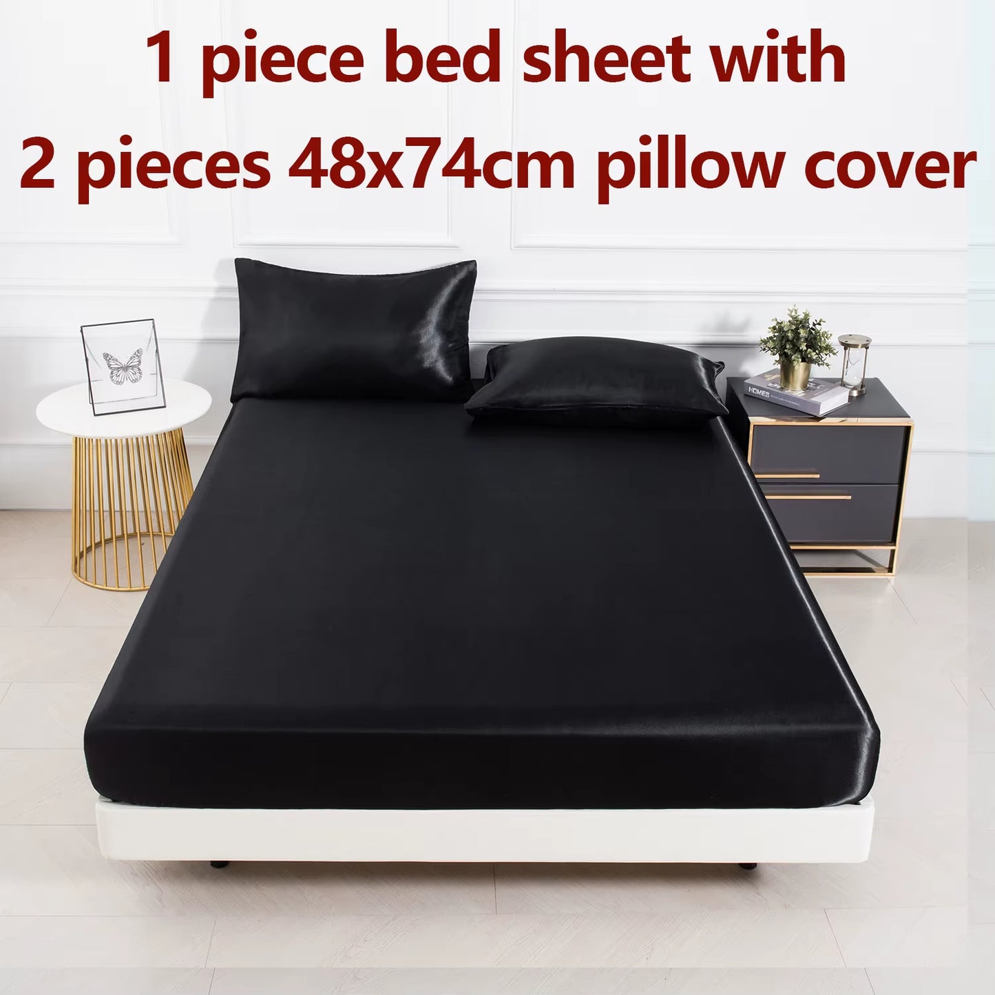 Luxe Satin Fitted Sheet Set with Pillowcases