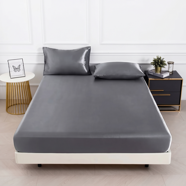 Luxe Satin Fitted Sheet Set with Pillowcases